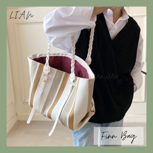 Túi tote vải phom cứng LIAN đựng vừa Ipad, laptop