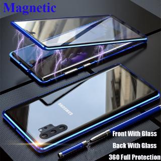 Double Sided Tempered Glass Magnetic Adsorption Case Samsung Galaxy Note 10 20 Ultra 10 Lite Note 10 Plus 10+ Note20 Hard Phone Cover