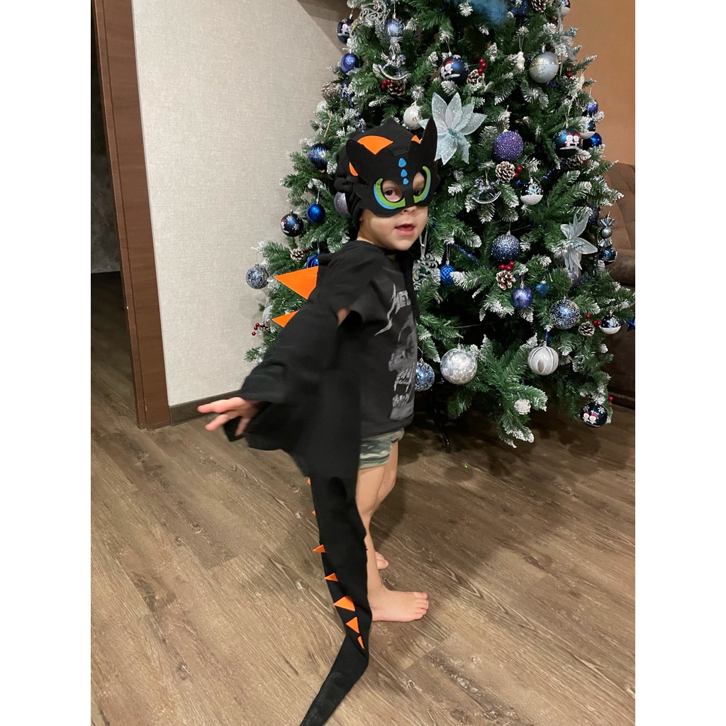 Áo choàng + mũ + mặt nạ hóa trang khủng long cho bé