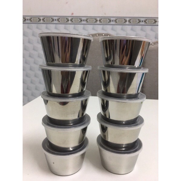 Combo 10 hủ khuôn bánh plan inox có nắp nhựa