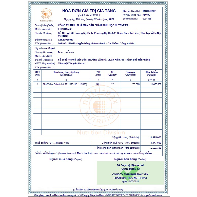 Siro KẼM - vitC_ ZINCO LezEnfant _ Mã FS2+.03 _ Hộp 12 lọ _ Màu xanh navy
