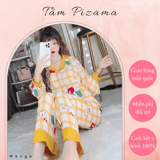 Đồ bộ pizama dài tay quần dài , đồ ngủ pyjama mặc ở nhà lụa mát mịn