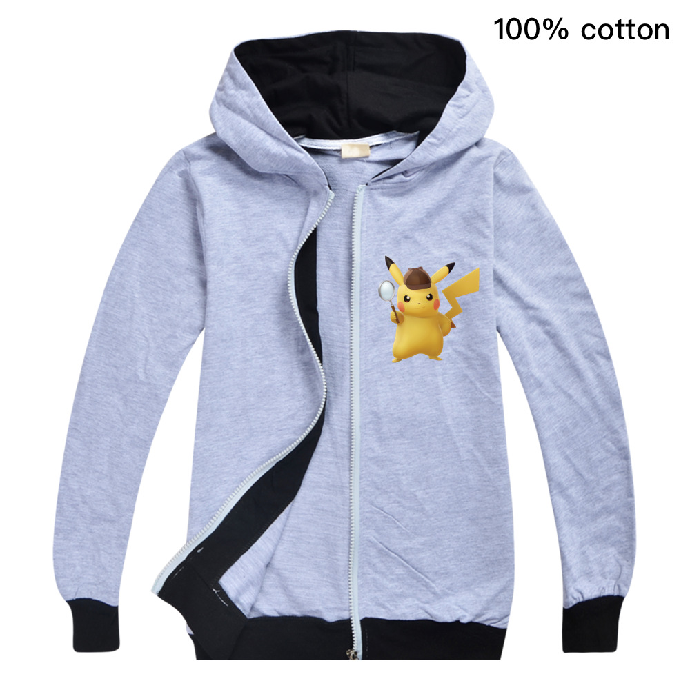 Áo Khoác Hoodie Tay Dài In Hình Pikachu Cho Bé Trai & Gái