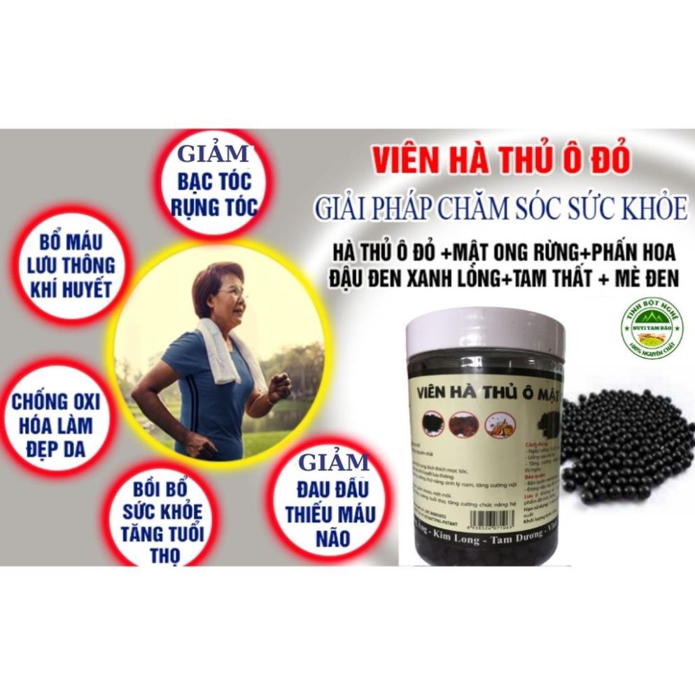 Hà thủ ô mật ong rừng Tam Đảo 500g, viên hà thủ ô đỏ giúp cải thiện tóc bạc sớm, rụng tóc, hói đầu, mọc tóc, hàng loại 1