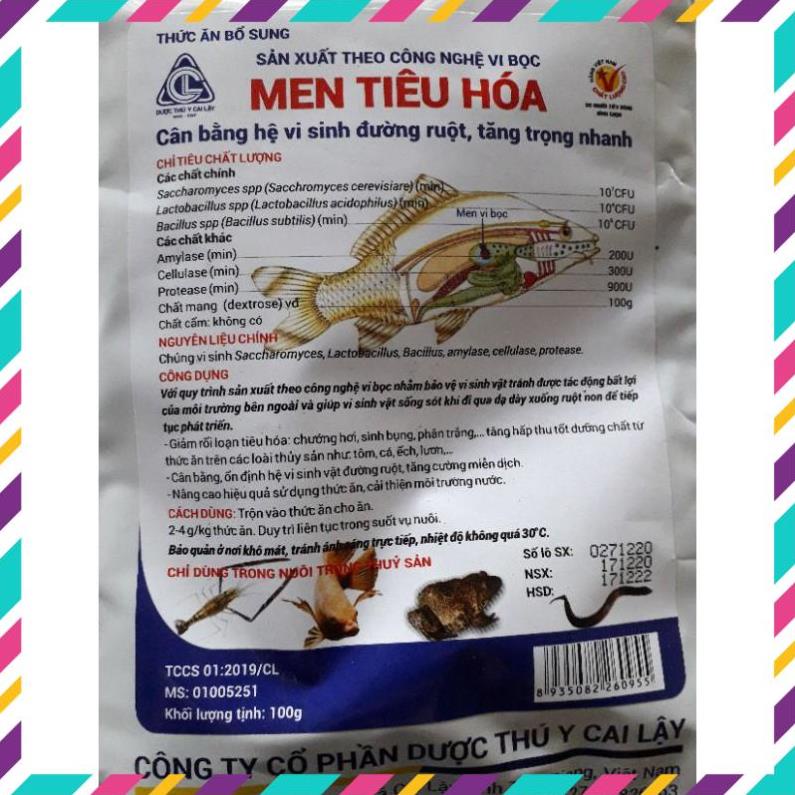 Thú Y. men tiêu hóa cho cá, men tiêu hóa cho ốc, ếch , lươn gói 100g
