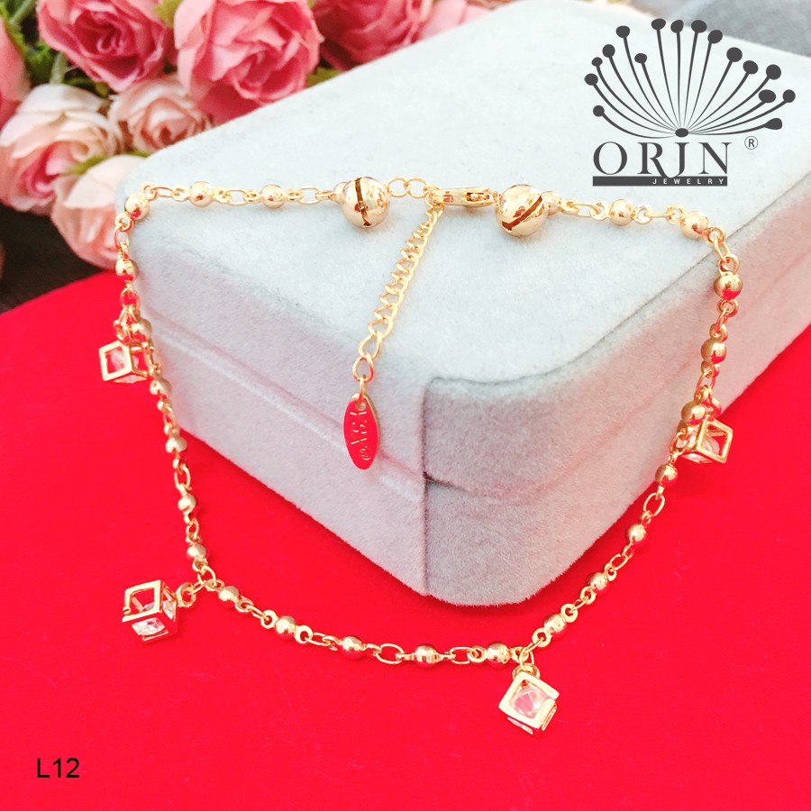 Lắc chân nữ mạ vàng pha lê hột xí ngầu thiết kế cao cấp Orin L12