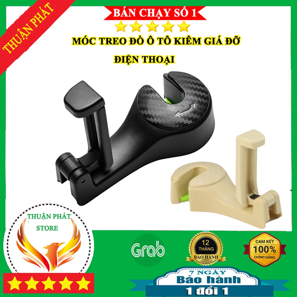 Móc treo đồ ô tô kiêm giá đỡ điện thoại 2 in 1 dành cho ô tô xe hơi chất liệu ABS siêu bền sang trọng tiện lợi