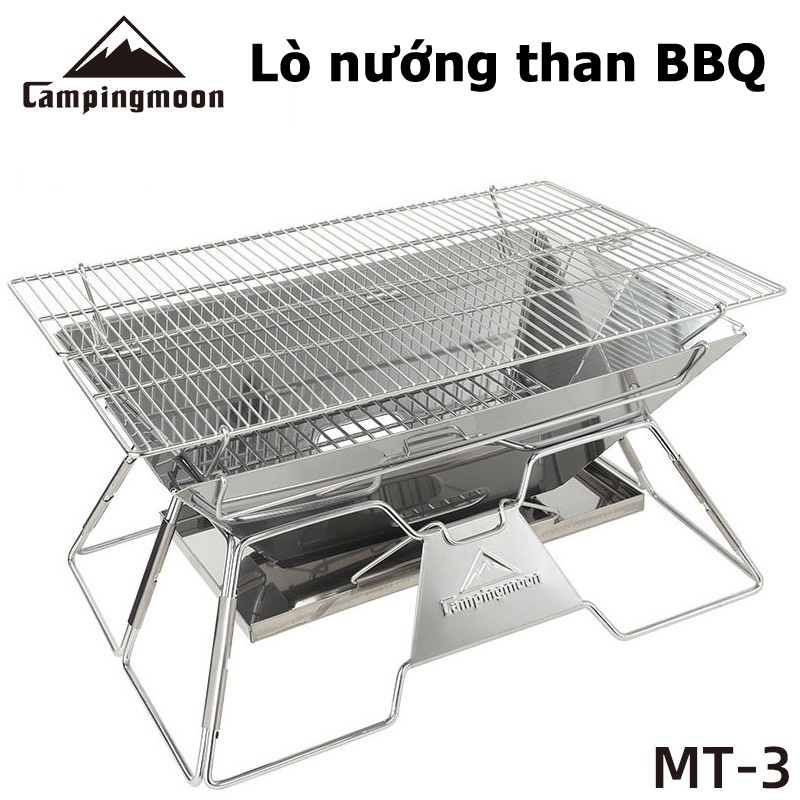 Lò nướng than hoa BBQ ngoài trời CAMPINGMOON cỡ lớn inox 304 dã ngoại du lịch - Bếp nướng thịt - Bếp nướng than hoa BBQ