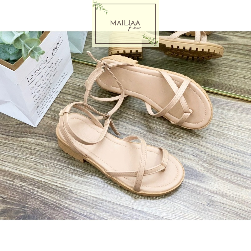 Sandal gót vuông 3 phân MAILIAA quai xỏ ngón chiến binh đế răng cưa chống trượt