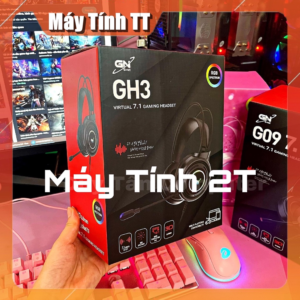 Tai nghe Game Chụp Tai Có Mic Gnet GH3 FULLBOX Led 7 màu - Hàng chính hãng bảo hành 12 tháng - Máy Tính TT
