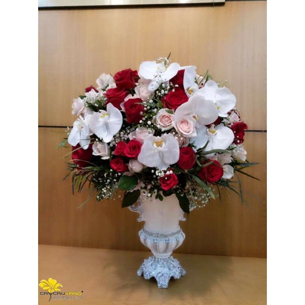 Bình Hoa Composite Cúp Loe *Cao 41cm* ( cắm lông công, hoa lụa...)BAO BỂ VỠ