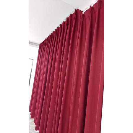Rèm cửa đẹp màu đỏ đô, rèm cửa sổ loại 1, chất từ sợi vải