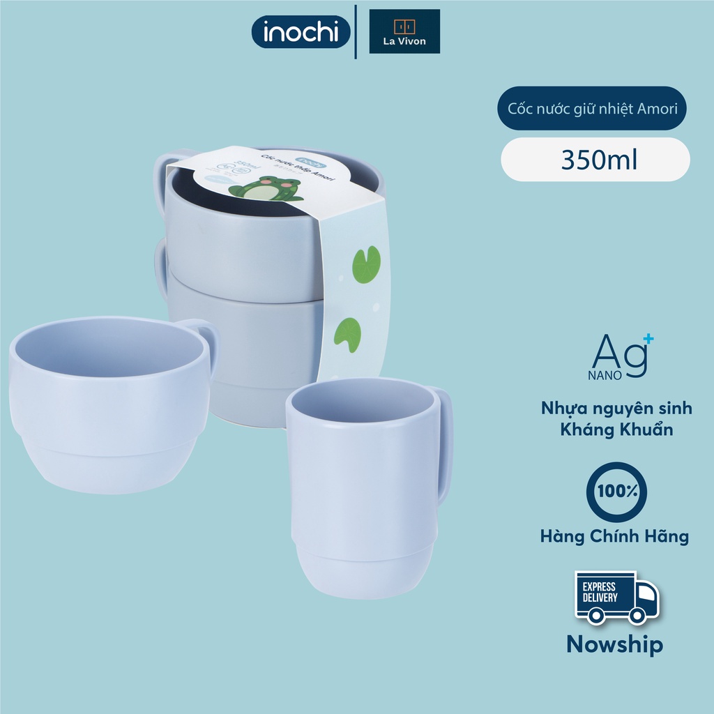 Cốc nước INOCHI 350ML Nhựa Nguyên Sinh Kháng Khuẩn Ag+ chịu nhiệt độ cao, KHÔNG BỂ. GIAO MÀU NGẪU NHIÊN