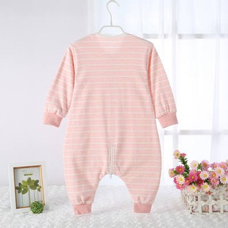 Túi ngủ bé Bộ đồ ngủ nhỏ chân chống đá bông nguyên chất mùa xuân và mùa hè mỏng áo liền quần trẻ em dây kéo