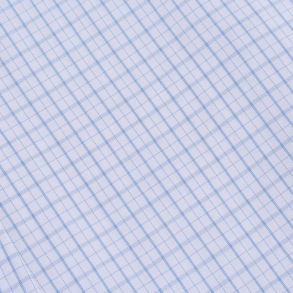 Áo sơ mi nữ Thái Hòa NA092-04-01, Áo sơ mi nữ công sở ngắn tay, màu xanh dương đậm, kẻ caro, vải đanh, mịn