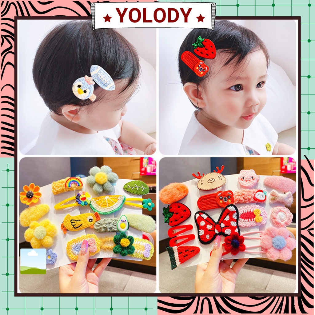 Kẹp tóc Yolody kẹp tóc Hàn Quốc set 9 món đáng yêu cho bé KT005