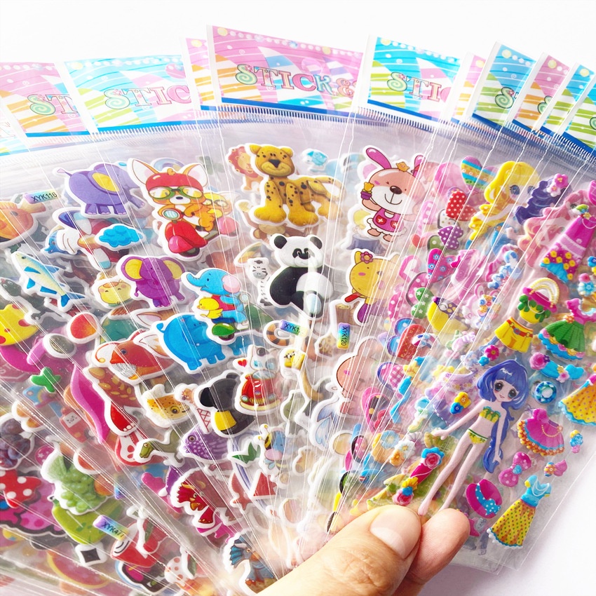 Sticker hình dán nổi 3D nhân vật hoạt hình cho bé từ 3 tuổi trở lên