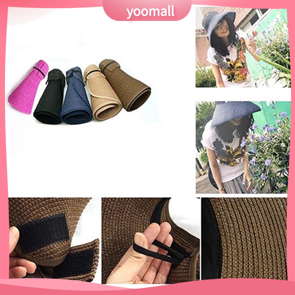 Nón Vành Rộng Đan Rơm Chống Nắng Mùa Hè Có Thể Gấp Gọn Cho Nữ