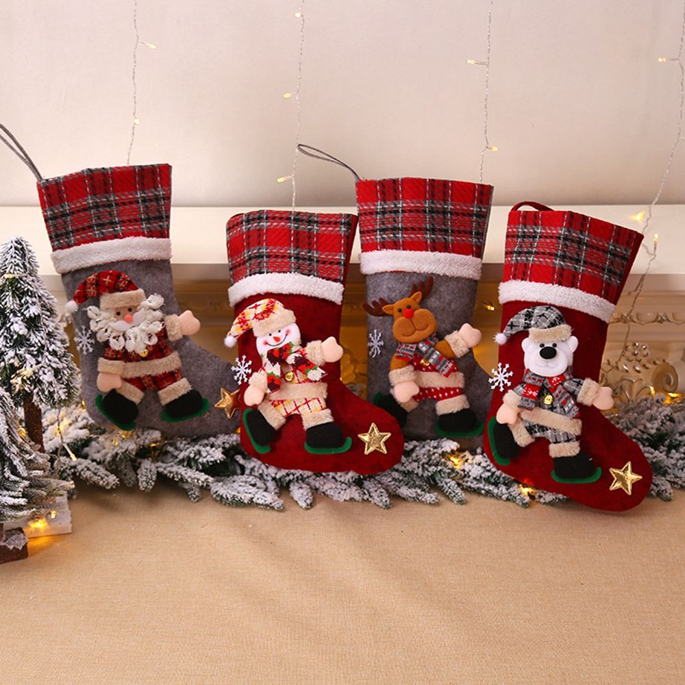 Tất giáng sinh đựng kẹo cho bé hình ông già noel/tuần lộc/người tuyết/chú gấu treo lò sưởi trang trí tiệc