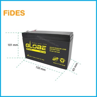 Bình ắc quy globe wp7.5-12 khô 12v - 7.5ah - ắc quy ups, hệ thống pccc, camera, năng lượng mặt trời - fides