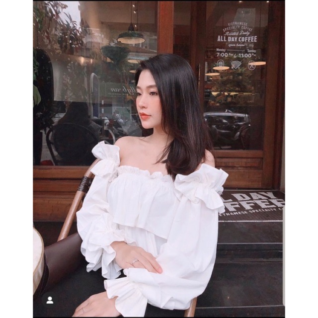 ALI TOP Áo bẹt vai bèo tầng