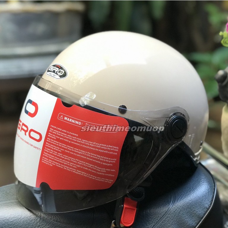 Nón bảo hiểm NỬA ĐẦU có kính nam,nữ GRO - nhiều màu - kính dài che đến cằm