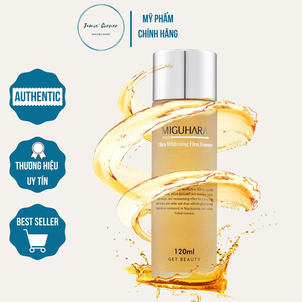 Nước hoa hồng tinh chất siêu dưỡng trắng mịn làn da khô ráp, xỉn màu Miguhara Ultra Whitening First Essence Origin 120ml