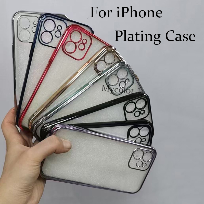 Ốp Điện Thoại TPU Silicon Mềm Trong Suốt Mạ Viền Cho iPhone 12 11 Pro Max Mini