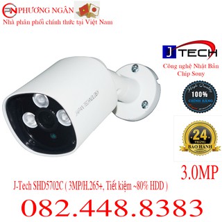 CAMERA IP J-Tech SHD5702C ( 3MP/H.265+, Tiết kiệm ~80% HDD )Ghi Hình + Ghi Âm + Gởi tin nhắn cảnh báo có chuyển động