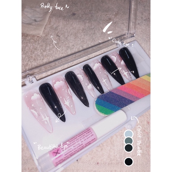 [SALE] Nail box-móng giả mẫu mây sao màu hồng [sốc]