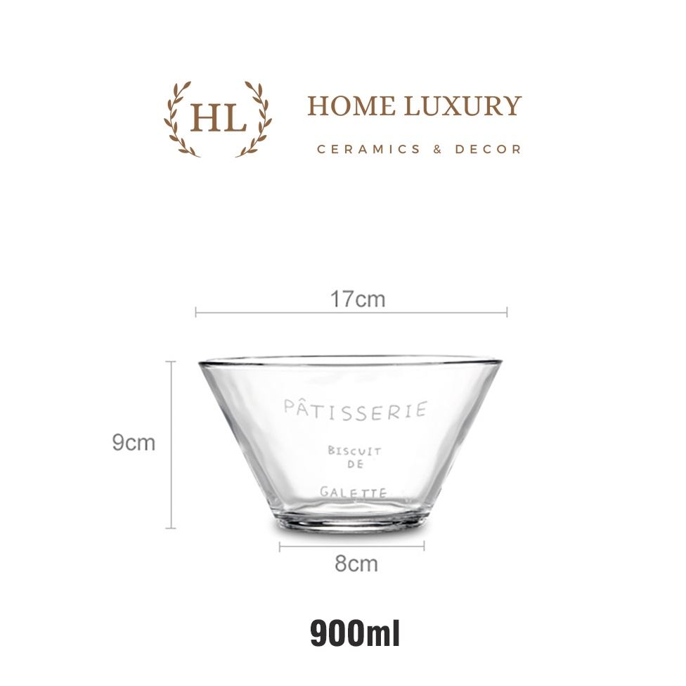 Bát Salat Thuỷ Tinh | Tô sâu Thuỷ Tinh | Bát Deco | Bát Thuỷ Tinh Đen Trắng Hàng có sẵn