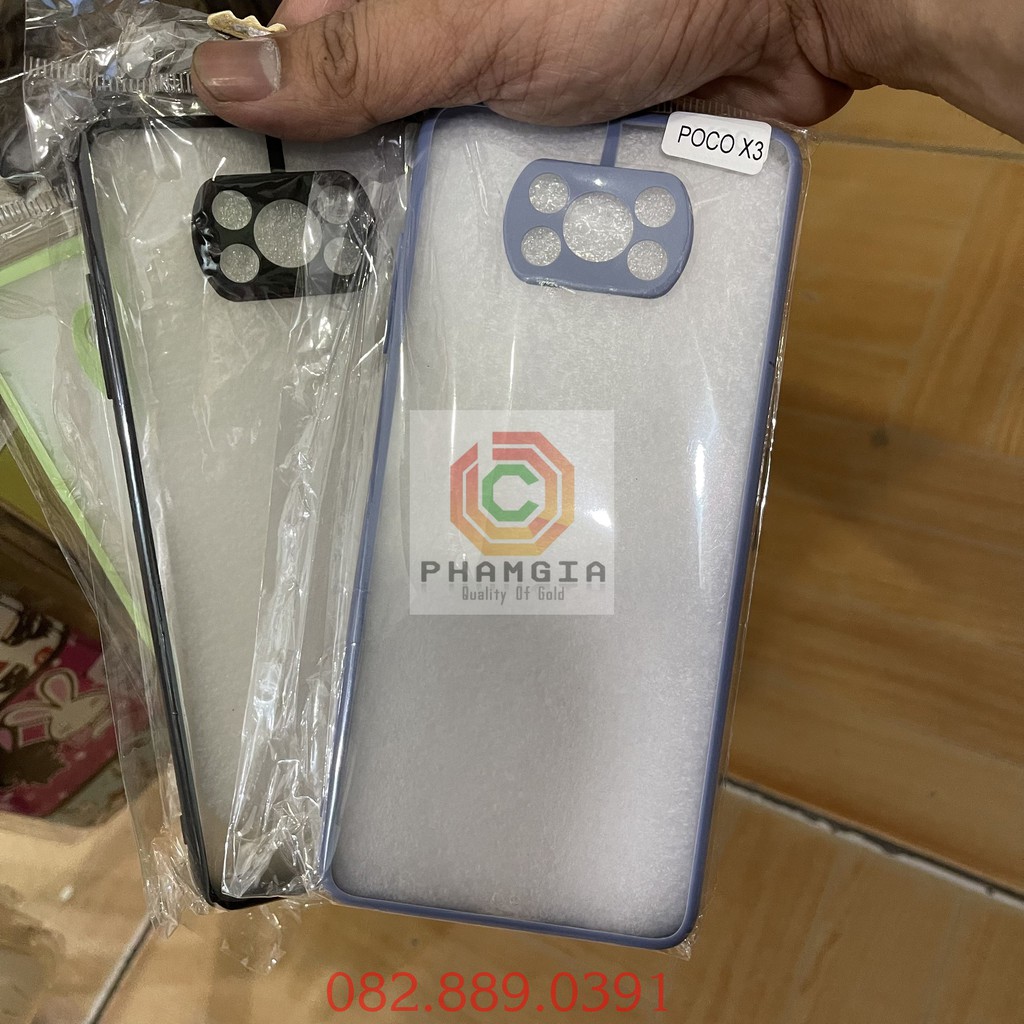 Ốp lưng Xiaomi Poco X3 / Poco X3 Pro dẻo trong chống ố viền màu và có lỗ bảo vệ cam