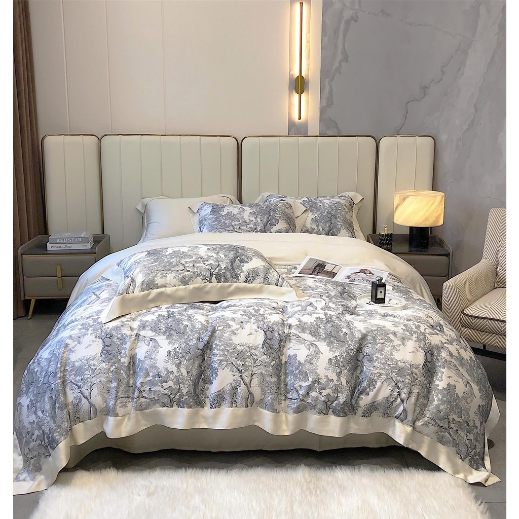 Bộ chăn ga gối cao cấp 100%Tencel 120s CHRISTIAN DIOR, phong cách sang trọng Italia, siêu mềm mát, mịn