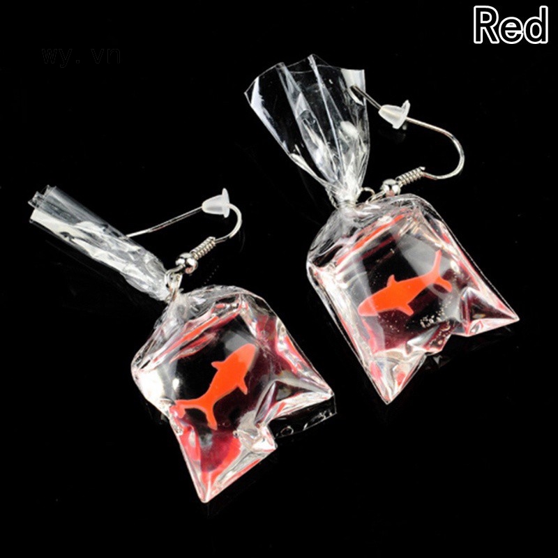 Khuyên Tai Nữ Trang Dáng Dài Tạo Hình Túi Đựng Cá Vàng Độc Đáo