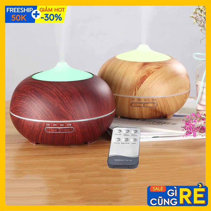 Máy xông tinh dầu - Máy phun sương tạo ẩm vân gỗ hình bí ngô
