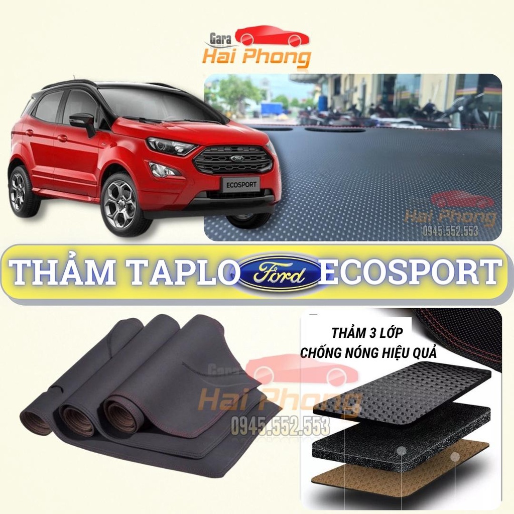 Thảm taplo Ford Ford Ecosports 2013 - 2021 dập vân Cacbon cao cấp, chống nóng ô tô hiệu quả