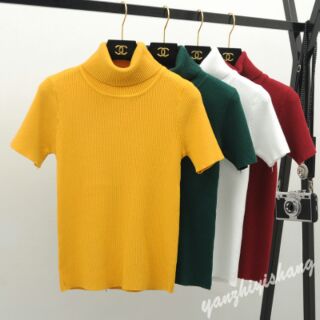 Áo len cổ lọ cộc tay