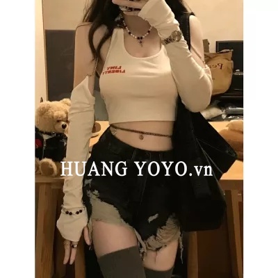 HUANG YOYO Bộ Trang Phục Hai Mảnh Gồm Áo Hai Dây Và Quần Ngắn Thời Trang Hàn Quốc Quyến Rũ Cho Nữ