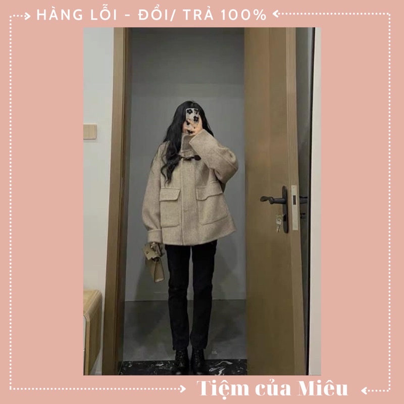 Áo khoác khuy sừng sỉ len tiêu dày dặn Tiệm của Miêu