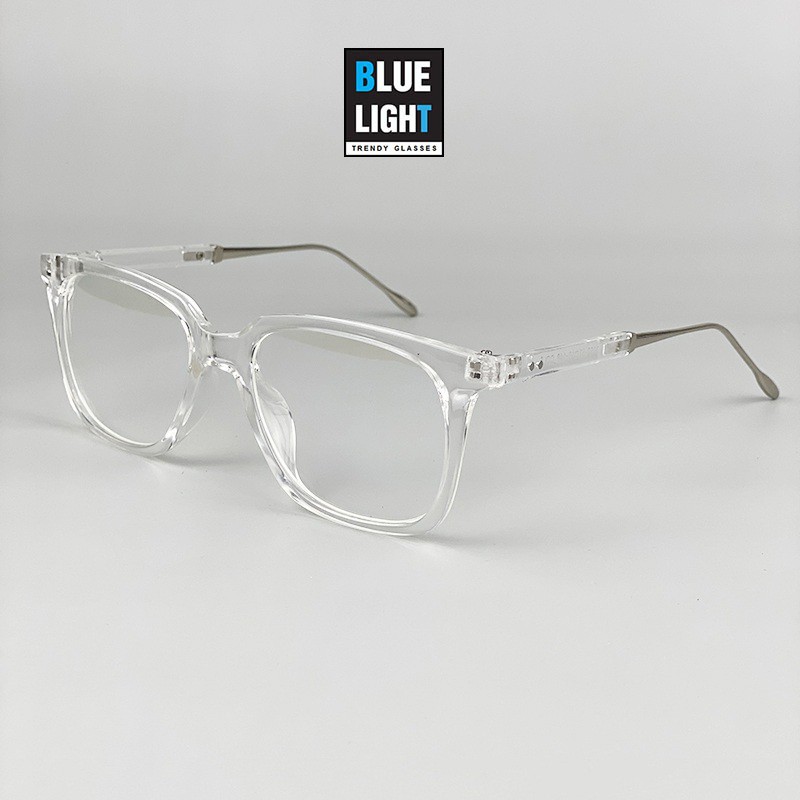 Kính Giả Cận, Gọng Kính Cận Nam Nữ Mắt Vuông To Đuôi Kim Loại Gọng Đen, Trong Suốt Không Độ Hàn Quốc - BLUE LIGHT SHOP
