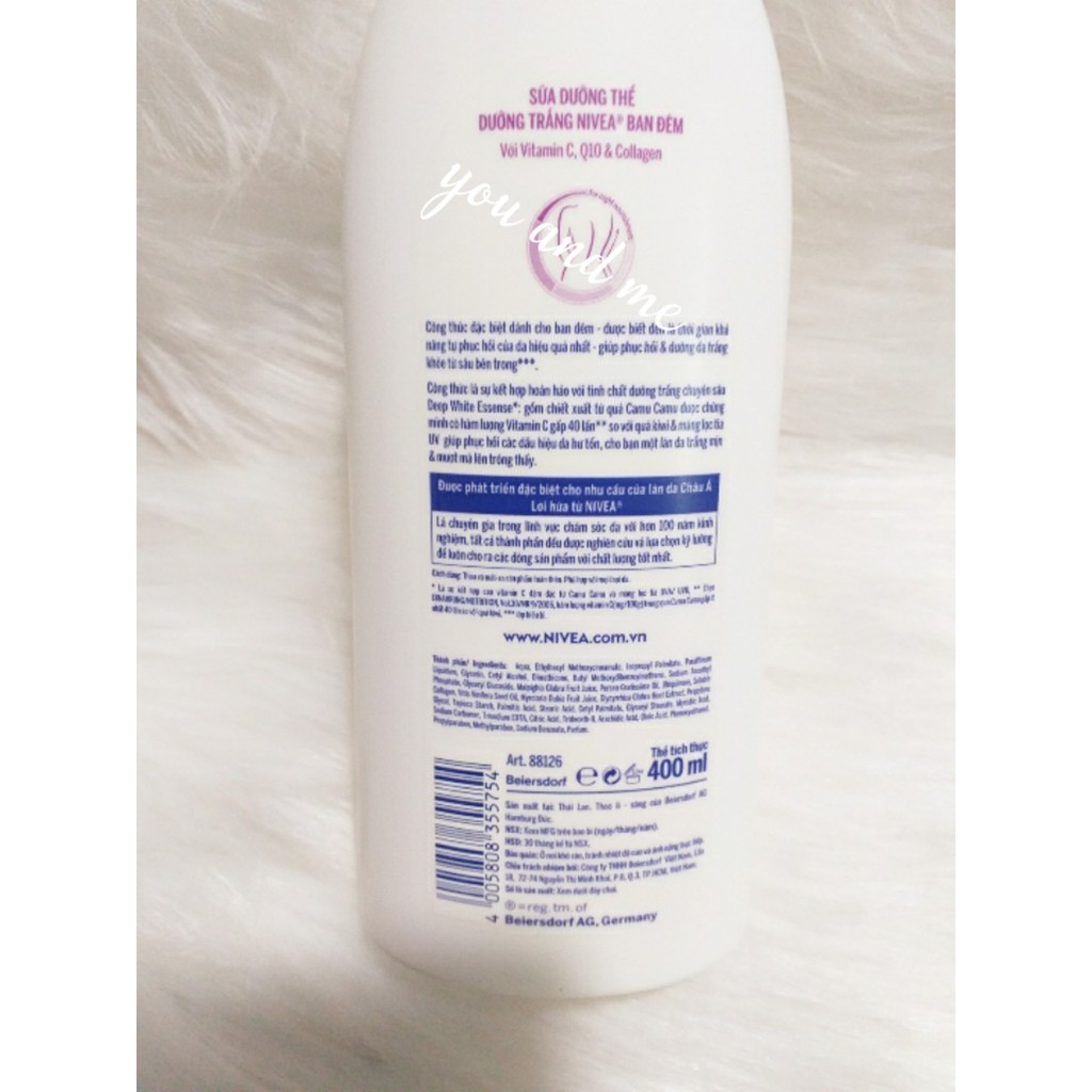 Sữa Dưỡng Thể Trắng Da Nivea Ban Đêm 400ml