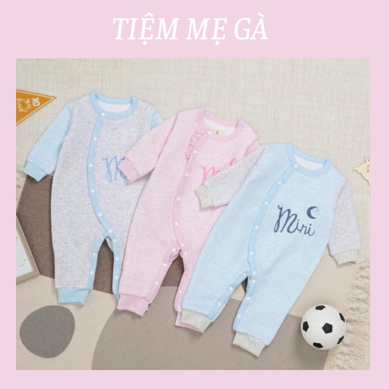 Bộ body sơ sinh nỉ trần bông cúc bấm cài lệch Moon@