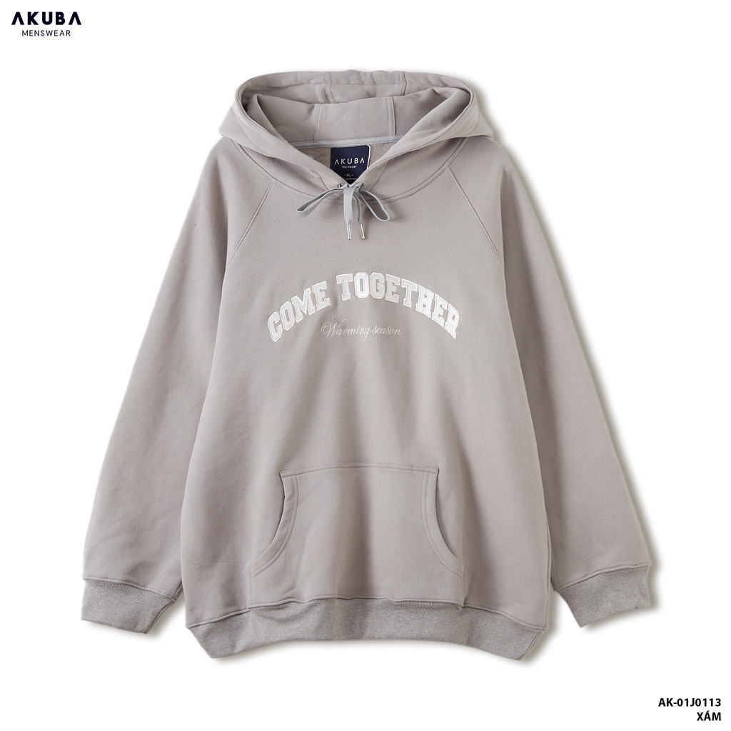 Áo khoác hoodie nam AKUBA in chữ, form oversize, chất liệu dày dặn, bền màu 01J0113