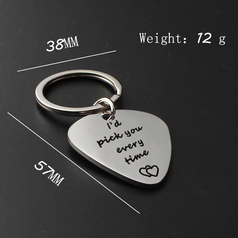 Móc Khóa Inox Hình Cây Gảy Đàn Guitar Làm Quà Tặng Cho Bạn Trai/Cặp Đôi