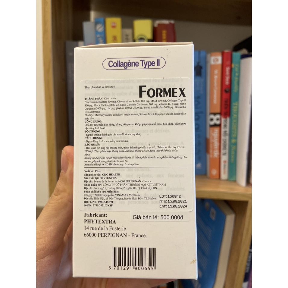 Viên Xương Khớp Formex Glucosamin + Collagen Type 2, Hộp 60 viên I Nhập khẩu Pháp I Hỗ trợ đau khớp, tê bì chân tay