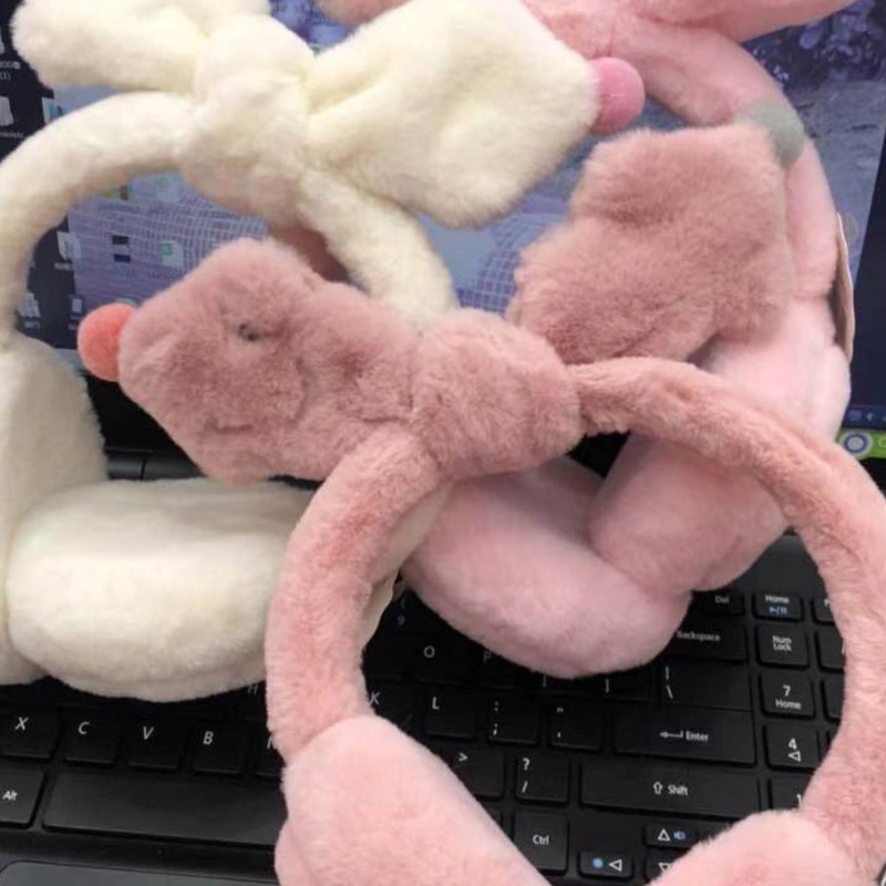 Bông Chụp Tai Giữ Ấm Mềm Mại Nhiều Màu Sắc Hình Tai Thỏ Xinh Xắn