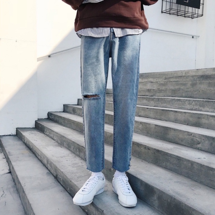 Quần jean baggy DHOUSE màu xanh nhạt form unisex màu xanh nhạt ống rộng - A04