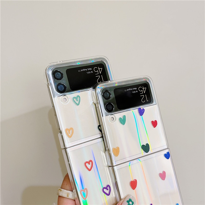Ốp Điện Thoại Trong Suốt Chống Sốc Họa Tiết Trái Tim 3D Cho Samsung Galaxy Z Flip 3 5G Flip3 Z3