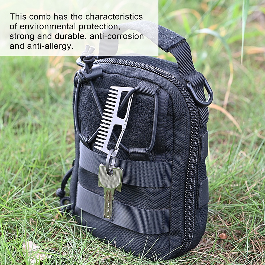 Summer062 Lược hợp kim titan EDC ngoài trời Dụng cụ cắm trại có khóa nhẹ chống tĩnh điện