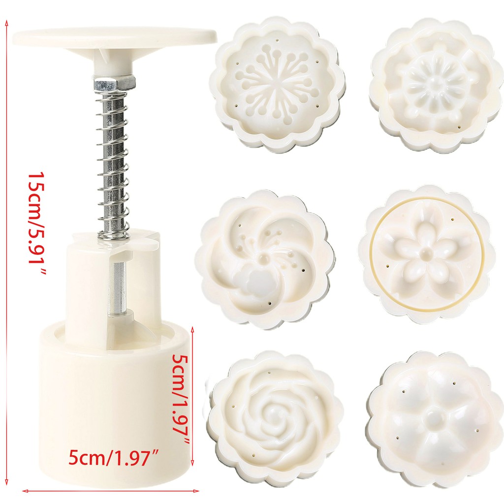 Bộ 6 Khuôn In Làm Bánh Trung Thu 50g Diy